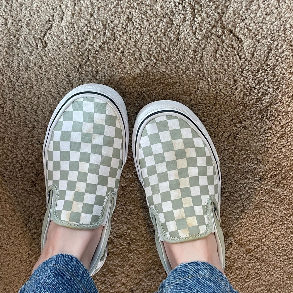 Vans green checkered shoes